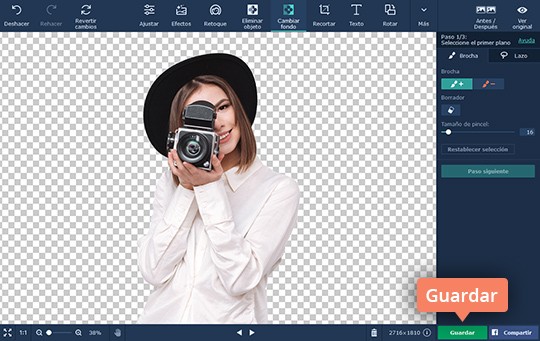 Guardar la foto en su ordenador Borre el fondo de una imagen rápidamente con el software de Movavi