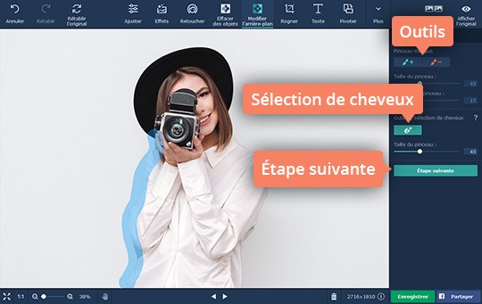 Laisser le fond transparent ou changez-le dans le programme Movavi Découpez des images avec Movavi Photo Editor
