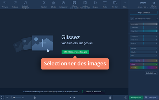 Ajouter l'image dans le logiciel Movavi Enlevez un texte sur une photo avec Movavi Photo Editor