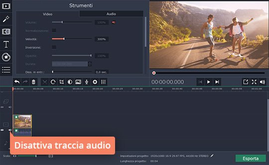 Disattivare la traccia audio Imparate come accelerare un video senza alcuno sforzo