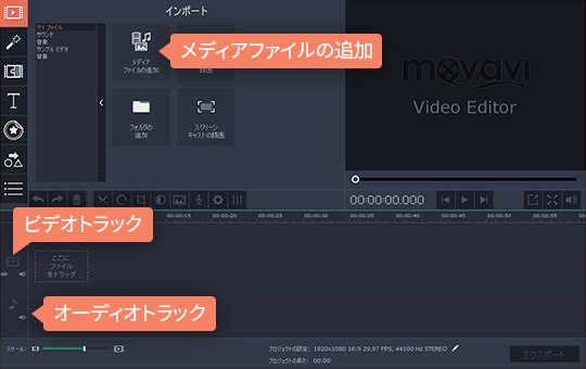 メディアファイルを選択するインタフェース 2ステップ:ビデオやオーディオファイルを選択する