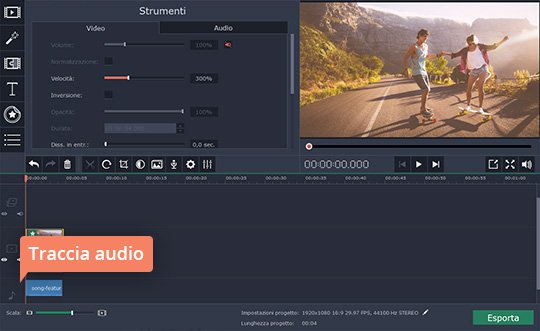 Cambiare le impostazioni audio Provate il programma per accelerare video di Movavi