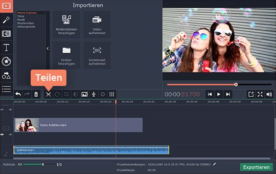 Dateien mit Movavi Video Editor schneiden Kürzen Sie Mediendateien, um Video und Audio zusammenzufügen