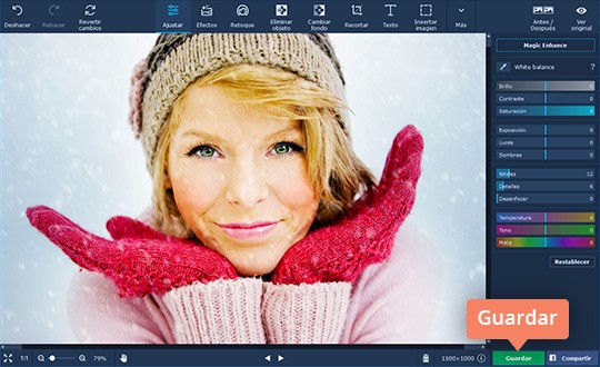 Guardar la foto aclarada Mejore las fotos borrosas con el software sencillo de Movavi