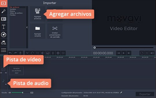 Arrastrar archivos al programa Ponga música a sus vídeos fácilmente con Movavi Video Editor