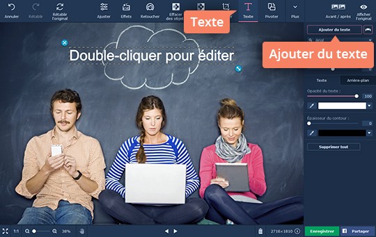 Mettez un texte sur la photo dans le logiciel Movavi Montage photo avec du texte est facile avec Movavi
