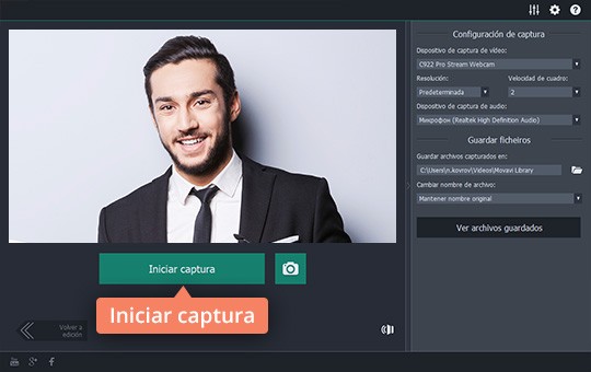 Terminar la grabación Use el sencillo programa para hacer un videotutorial de Movavi