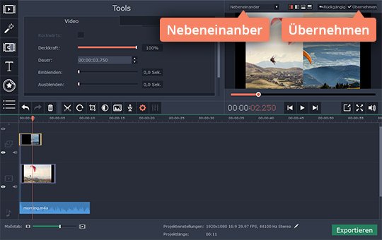 Den Bildschirm aufteilen Teilen Sie den Bildschirm, wenn Sie Splitscreen-Video erstellen möchten