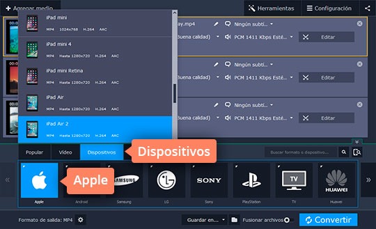 Seleccionar el modelo de iPad Aprenda cómo pasar vídeos al iPad con el software fácil de Movavi