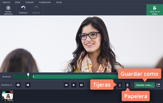 Cortar el vídeo grabado Aprenda cómo grabar los webinars con Movavi Screen Recorder