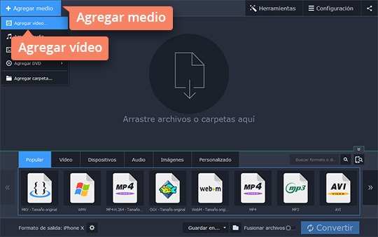 Elegir un archivo de vídeo WebM Convierta WEBM a MP4 con Movavi Video Converter rápidamente