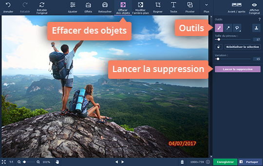 Effacer la date ou l'inscription dans le programme Movavi Enlevez la date sur une photo avec le logiciel Movavi