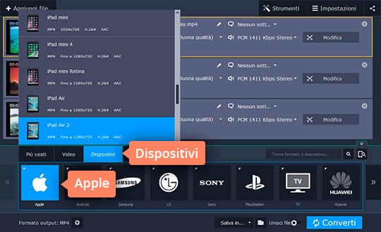 Selezionare le impostazioni desiderate Convertite file video per Ipad con facilità