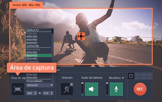 Elegir el área del vídeo para grabar Descargue los archivos Flash fácilmente con Movavi Screen Capture