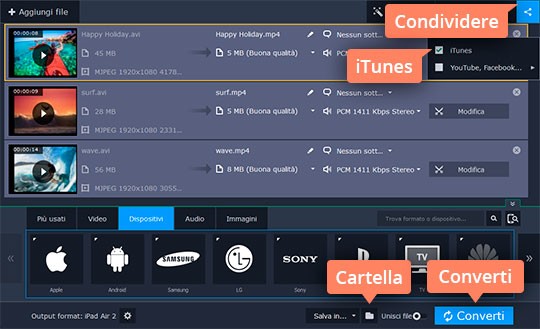 Avviare la conversione per iPad Convertite qualsiasi film per Ipad con due clic