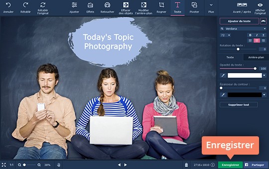 Enregistrez l'image avec texte Mettez un texte sur une photo avec Movavi Photo Editor