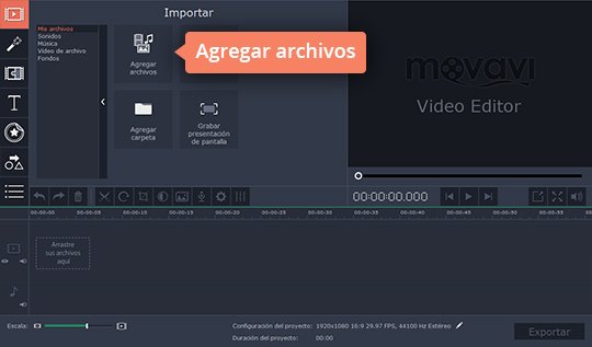 Añadir un archivo de vídeo al programa Haga vídeos con pantalla verde rápidamente en el editor de Movavi
