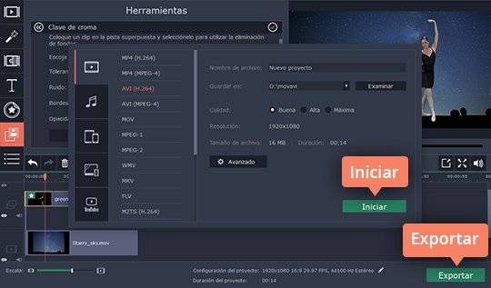 Guardar el vídeo final Aprenda cómo trabajar con pantalla verde fácilmente con Movavi Video Editor