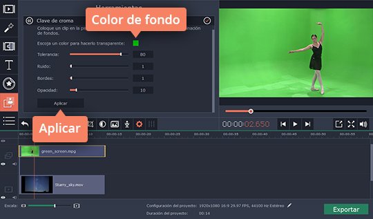 Especificar otras características Aprenda cómo hacer una pantalla verde casera con el programa sencillo de Movavi