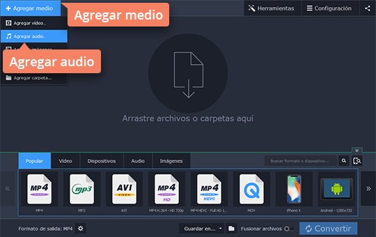 Agregar archivos FLAC Use el programa para convertir FLAC a MP3 de Movavi