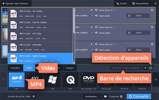 Choisir le format ou l'appareil préféré Compressez une vidéo sans perte de qualité