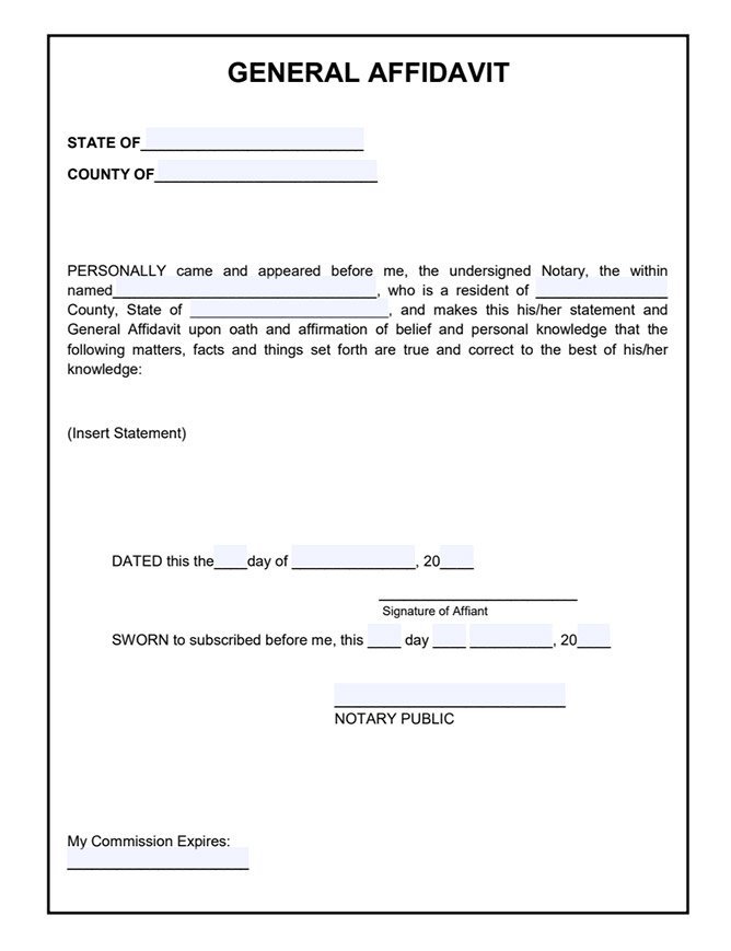 notary affidavit format for name correction