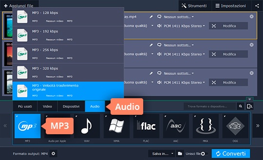Scegliere il formato audio appropriato Estraete la traccia audio dai video con due clic