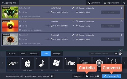Salvare i file nella cartella Scoprite come trasformare file MP4 in MP3
