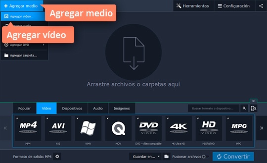 Elegir un archivo de vídeo Extraiga los audios de sus vídeos rápidamente con Movavi Video Converter
