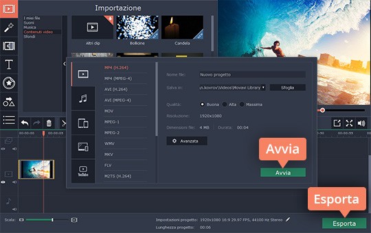 Salvare il risultato Provate il programma per montaggio video di Movavi