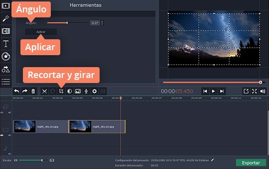 Cambiar el ángulo de rotación Aprenda cómo rotar sus vídeos con el software poderoso de Movavi