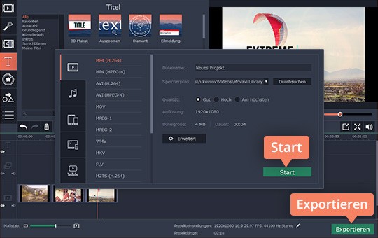 Video exportieren Speichern Sie Ihr Ergebnis, nachdem Sie Texte in Videos eingefügt haben