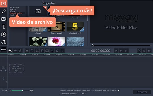 Añadir al montaje un vídeo de archivo Monte su vídeo añadiendo efectos diferentes con Movavi