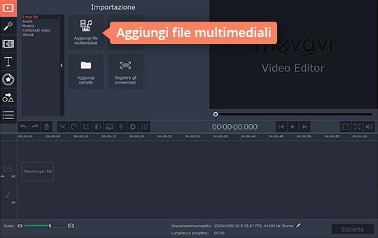 Aggiungere il file video da modificare Scoprite come scrivere su un video