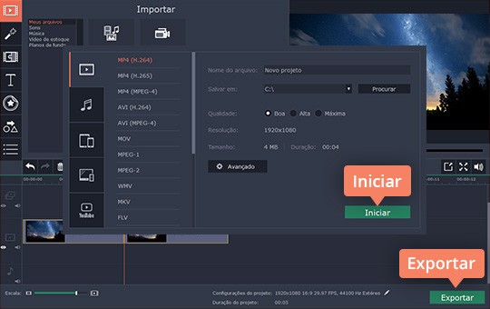 Salvar o vídeo girado Gire um vídeo no PC com o Movavi