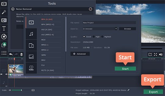 Export the file Save the result after you've removed the background noise from audio or video