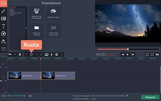Cliccare sul pulsante Ruota Scoprite come ruotare un video dopo aver letto il tutorial