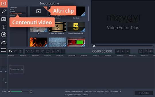 Sfogliare la raccolta di contenuti video Imparate come montare un video con Movavi