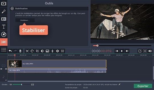 Téléchargez le logiciel de la stabilisation vidéo