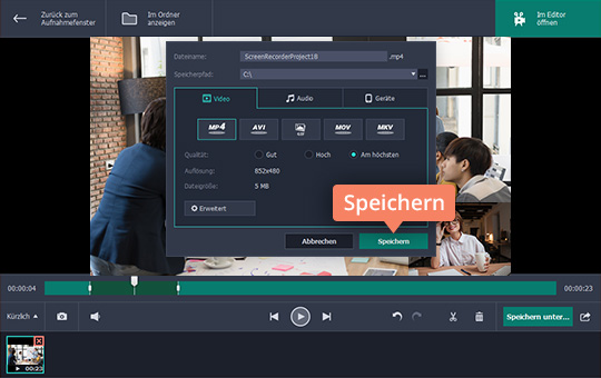 Das Resultat in ein anderes Format konvertieren Verwenden Sie Movavi Programm für Skype Recorder in andere Formate
