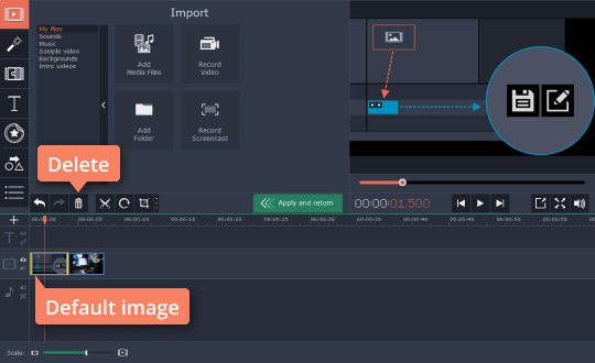 Remove the default image Delete the default image after you've added the background