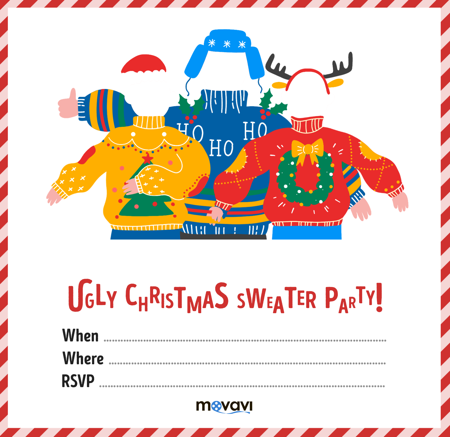 Ugly Christmas Sweater Party Invitations Template (Free)