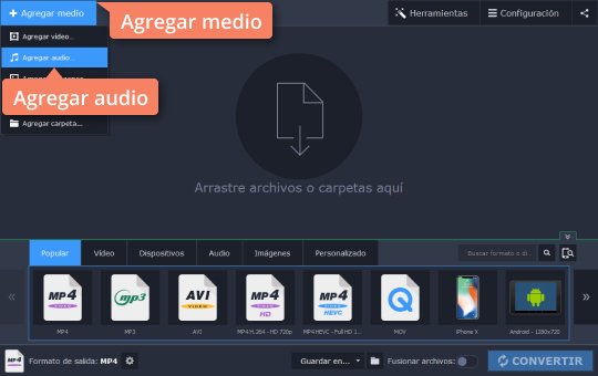 Agregar el archivo de audio Convierta a WAV con Movavi Video Converter de manera fácil y rápida
