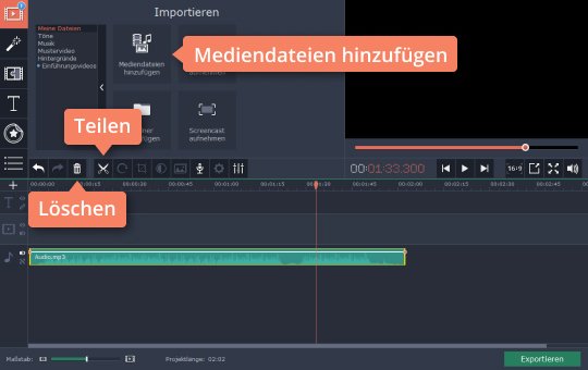 Podcast-Aufnahme bearbeiten Bearbeiten Sie Aufnahme, nachdem Sie den Podcast erstellt haben