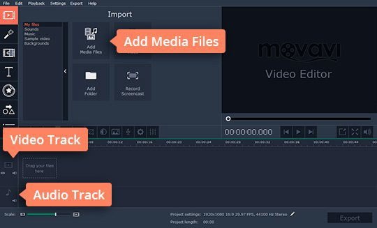 Add media files to the program Add your media files to the transition editor