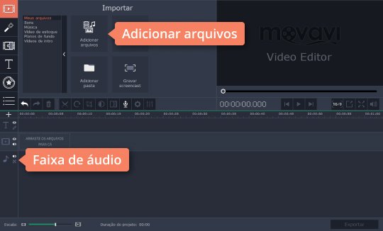 Adicionar arquivos de áudio Corte uma música com o Movavi