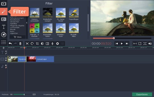 Filtern im Video abstimmen Bearbeiten Sie Videodateien mithilfe Effekten für Videos