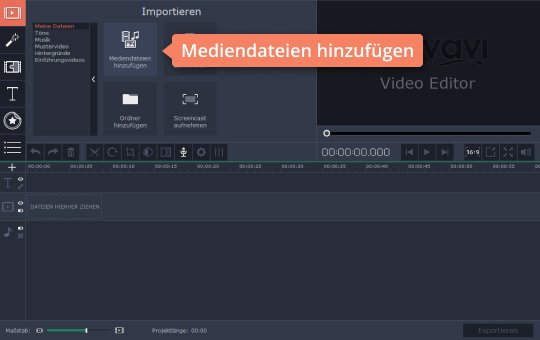 Video hinzufügen Verwenden Sie Movavi, um Video mit Effekten zu bearbeiten