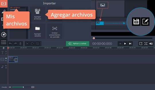 Agregar archivos y agregar música Aprenda cómo hacer una intro para "mi canal de YouTube" con Movavi