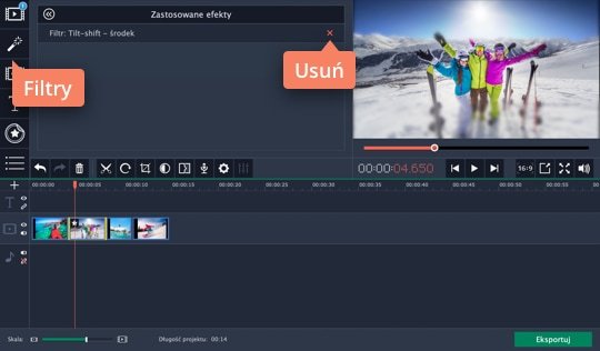 Dodać filtry do zdjęć Dodaj filtry, aby zrobić filmik ze zdjęć w programie Movavi